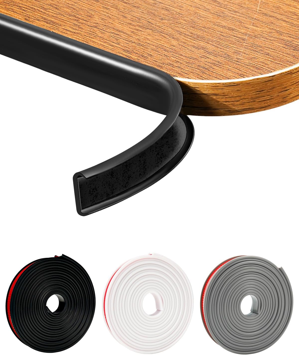 JSIWOTH TPE edge trim applied to a kitchen cabinet edge